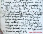 Het contract uit 1544 waarin Jan Wolff Lambertz een kraan overdraagt aan zijn zwager Gerard Schoen
