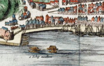 Schipmolens voor de stadswal van Nijmegen - 1639 - Nicolaas van Geelkercken